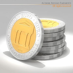 3d model symbolic euro coins