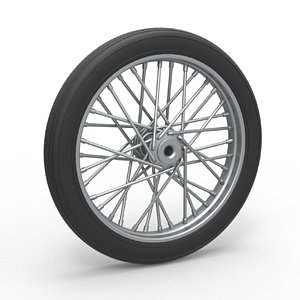 Front wire wheel of vintage dragster Scale 1 to 25