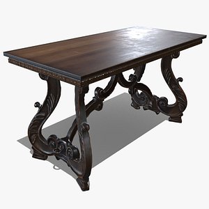 3D Ornate Curved Console Table PBR