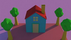 3D low poly house