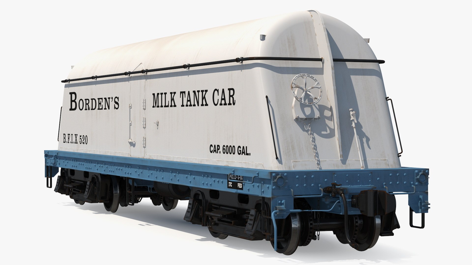 Milk Tank Car Bordens 3D model preview