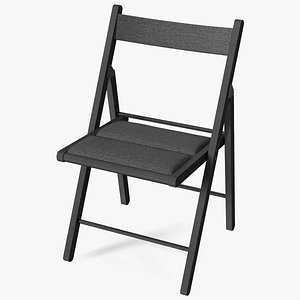 Soft Seat Folding Chair Black Open 3D
