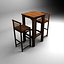 wood bar table chairs 3d max