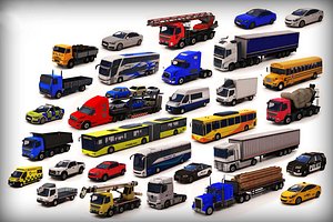 3D model vehicle pack 4 low-poly