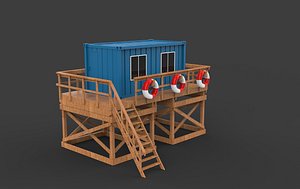 3D Outdoor Beach Lifeguard Container Office 3D model model