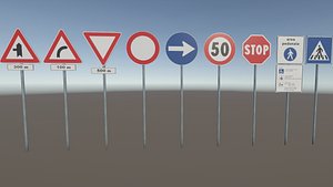 Road Sign - LowPoly - European - Italian 3D model