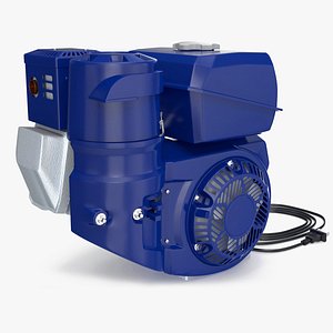 3D model Horizontal Electric Start Gasoline Engine Blue
