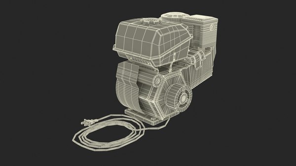modelo 3d Motor Gasolina Arranque Eléctrico Horizontal Azul ...
