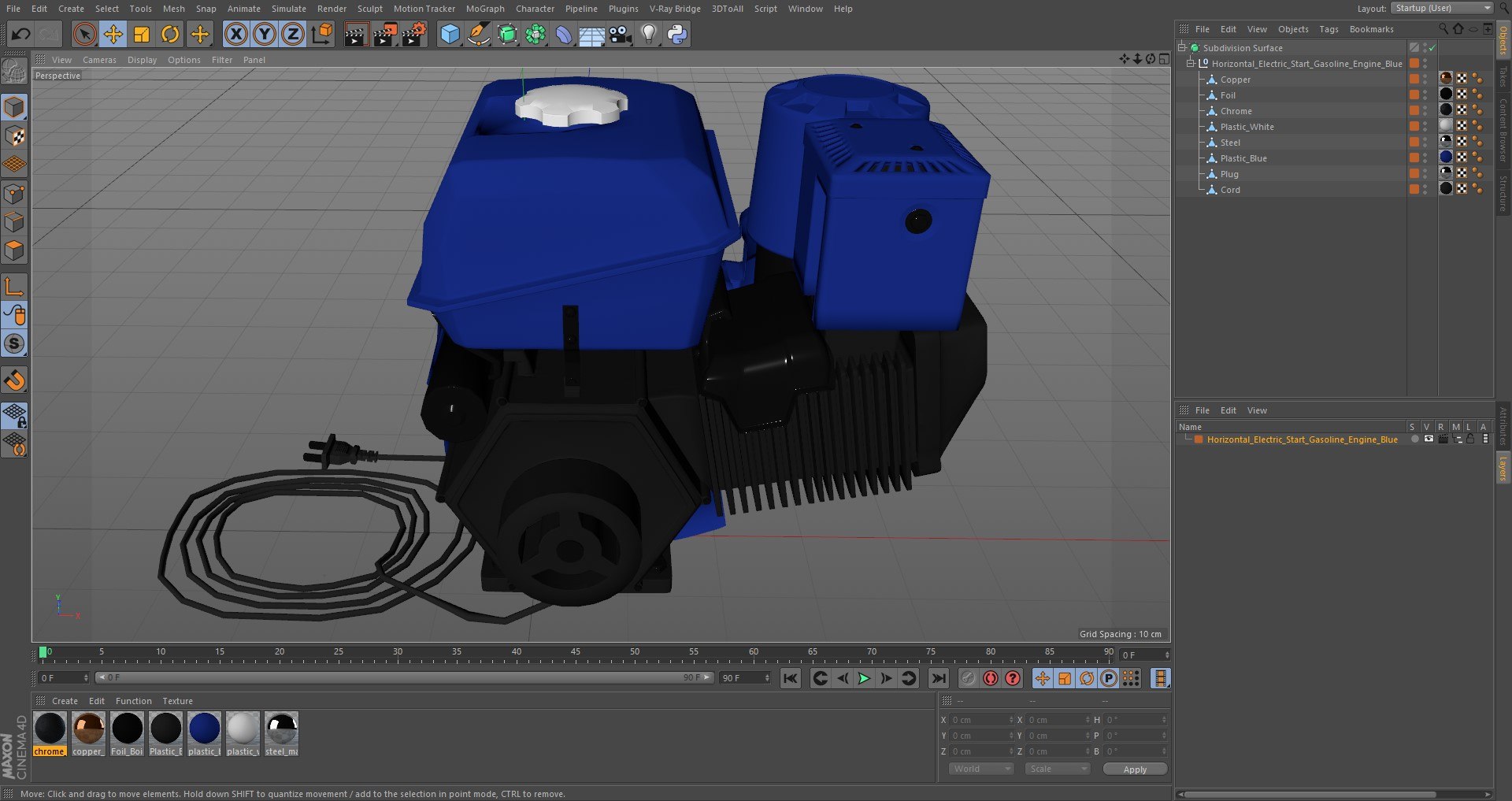 3D Model Horizontal Electric Start Gasoline Engine Blue - TurboSquid ...