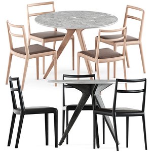 Straight back chair and Teak nero table CF 100