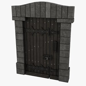 Medieval Door Double Bolt Latch Door 3D Model