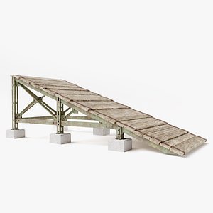 3D PBR Wooden Tramplin springboard jumping for carsan3