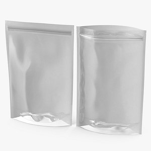 Zipper White Paper Bags with Transparent Front 300 g Mockup 3D