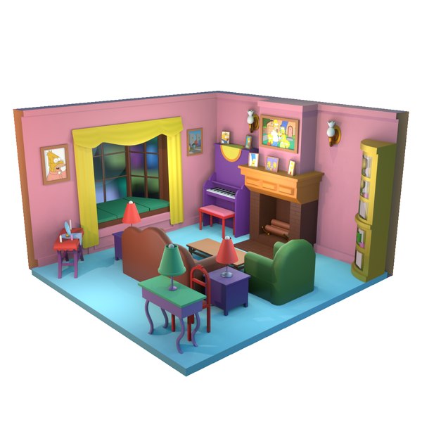 3D The Simpsons House Living Room 3D Low-poly 3D model