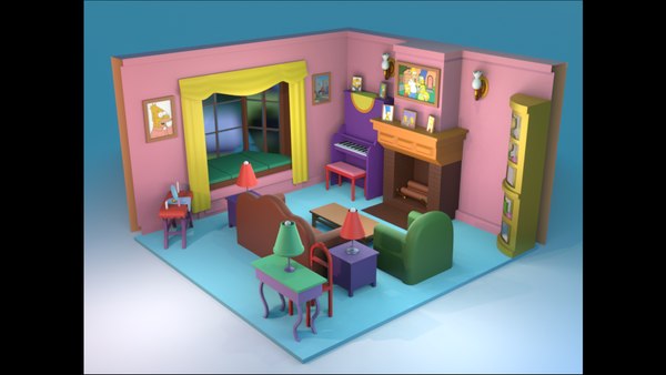 シンプソンズハウスリビングルーム3Dローポリ3Dモデル3Dモデル
