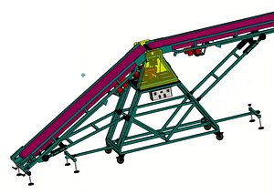 Adjustable Inclined Material Handling  Belt Conveyor 3D CAD Model 3D