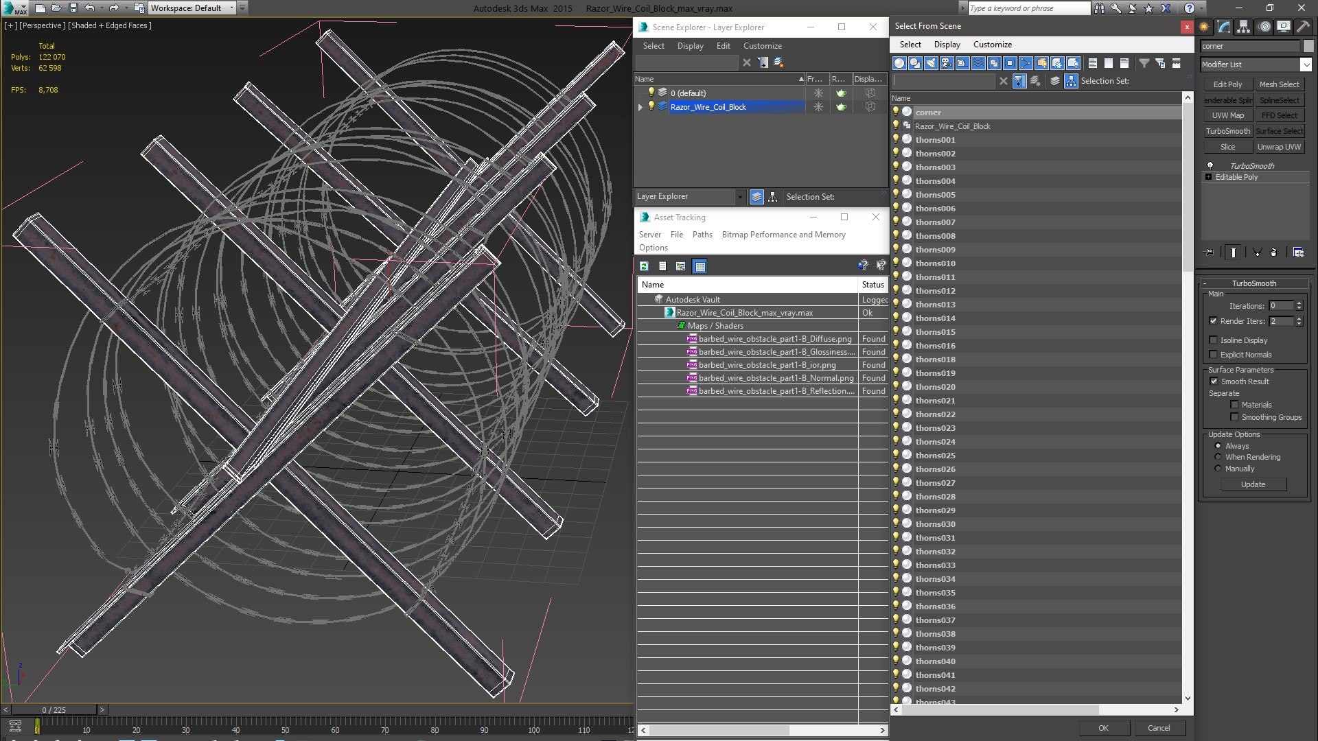 3D Razor Wire Coil Block model - TurboSquid 1715316