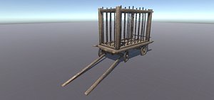 cart wood prison 3D model