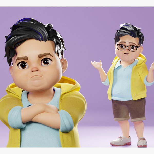 3D Fat Boy Cartoon Character Blend