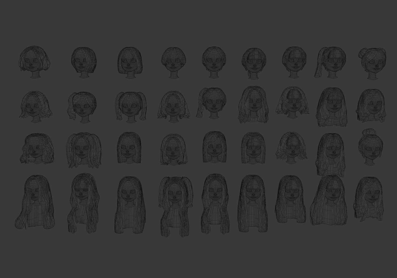 low poly hairstyles collection model https://p.turbosquid.com/ts-thumb/Nl/VLKQag/0d/20001/jpg/1652906566/1920x1080/fit_q87/a58a7063e48948989f9d7c45ba77cf458ba68049/20001.jpg