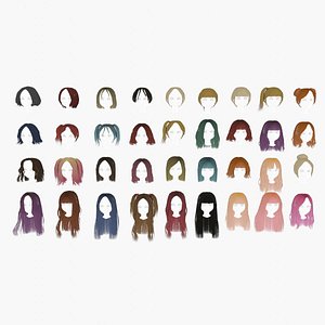 low poly hairstyles collection model
