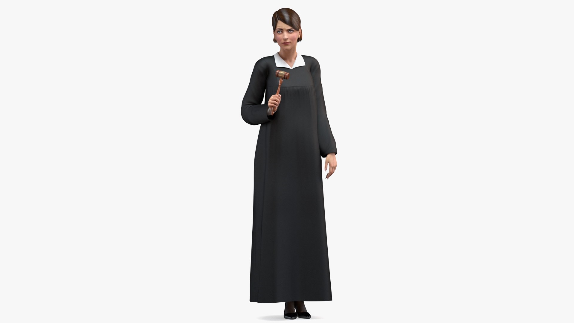 Female Judge with Gavel 3D model preview