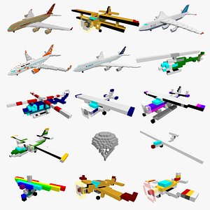 3D 15 Pixelated aircrafts - Civilian Aviation