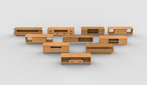 3D model cabinet tv stand set 01 3D model