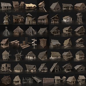 3D model SIMPLE TRIBAL JUNGLE PRIMAL HUT HOUSE TENT TREE SURVIVAL VR / AR /  low-poly