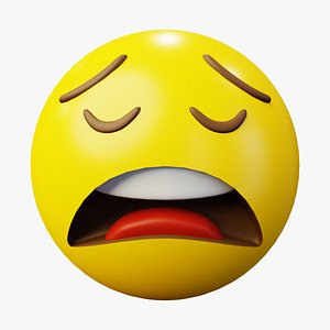 Exhausted or Weary Emoticon Emoji or Smiley model