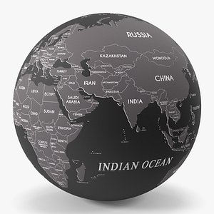 3D Black World Globe model