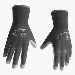 Safety Work Gloves Gray Rigged for Modo
