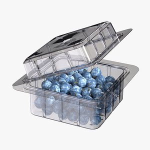 Bilberry Fruit Box Plastic Transparent 3D