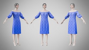Dress 16 Very Light Blue With Design 3D