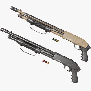 3D Small Shotgun 02 Black and Sandle Single Mat All PBR Unity UE Textures