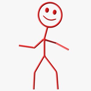 Stickman Figure Red Rigged