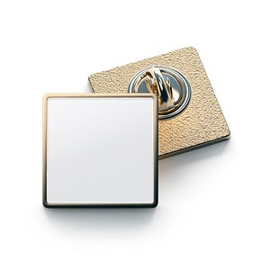3D Square Enamel Pin model