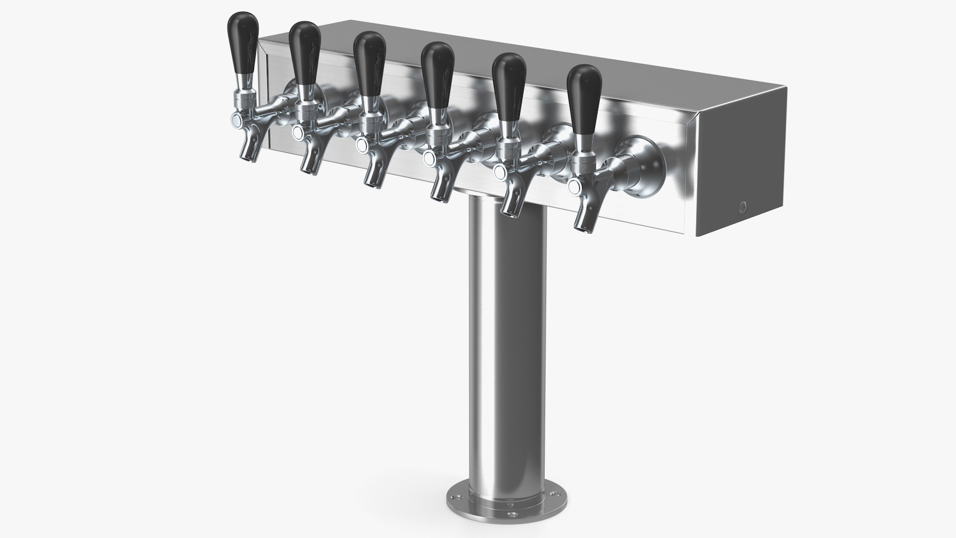 T Style Pedestal Draft Beer Tower Stainless Steel 3D model preview