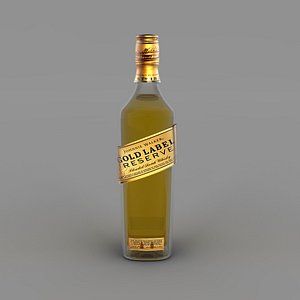 3D gold label bottle model