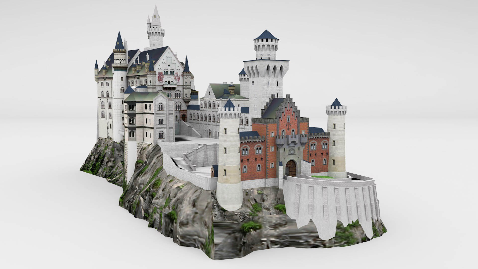 Neuschwanstein castle in black and white vector clip art | Free SVG