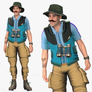 Cartoon Rigged Adventure Man B Character 3D Model