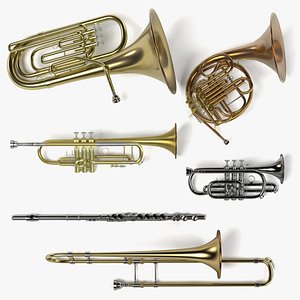3d 3ds brass musical instruments