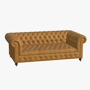 Chesterfield Leather Sofa Yellow 3D model