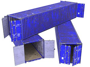 Two-door 40ft scratched dirty blue container model