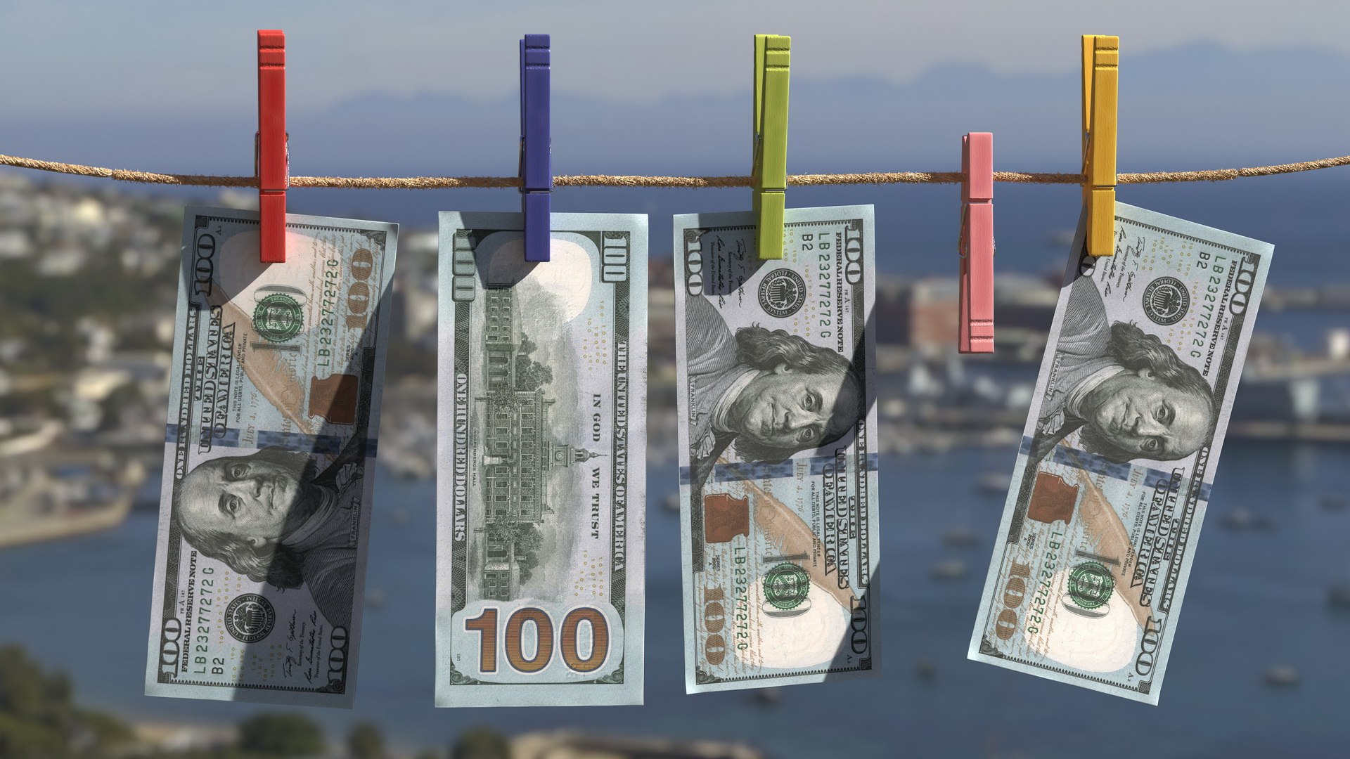Dollars On Clothespins 3D model preview