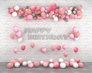 wedding balloon lobby flower wall green plants gardening party stage 3D model