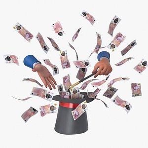 3D England 50 Pounds Magic Hat Money