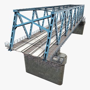 3D model old railway bridge rails