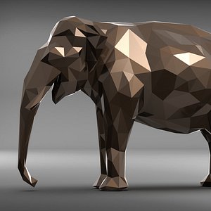 3D elephant polygonal 2