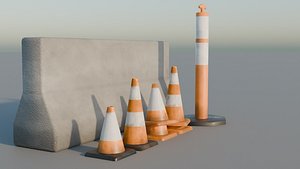 Traffic Props Pack with PBR Maps 3D model